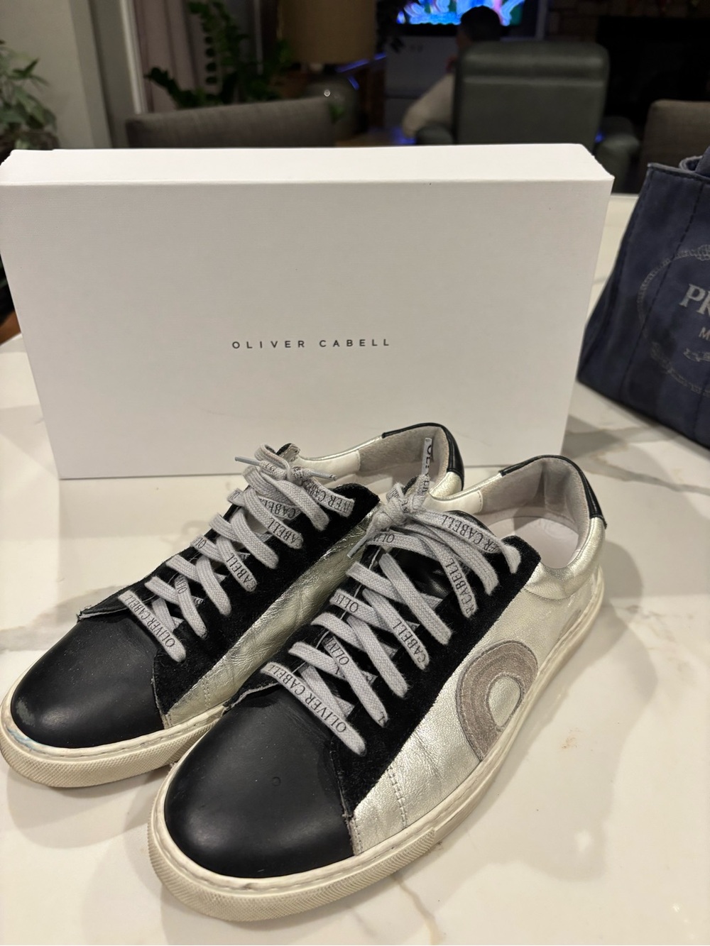 Oliver Cabell Women’s Low-Top Sneakers in Black, Silver and Cream